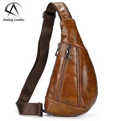 China Andong GENUINE LEATHER Mens Cow Leather Shoulder Bag Chest Bags Lash Cross - Body Pouch for sale