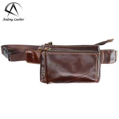 China Genuine Leather Messenger Bags Water Proof Royal Bagger Men's Waist Bagger Royal Men's Waist Bag Business Cowhide Chest Shoulder Bag Oil Wax Phone Pouch Retro for sale