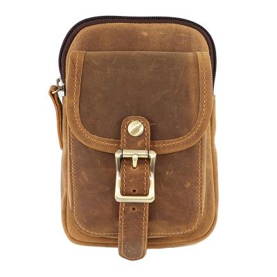 China Fashion Waist Bag For Men Crazy Horse Chest Pack Leather Shoulder Bags for sale