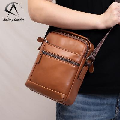 China Andong GENUINE LEATHER Genuine Leather Cross Body Bags for Men's Casual Messenger Bags Men's Shoulder Handbag High Quality Bag for sale