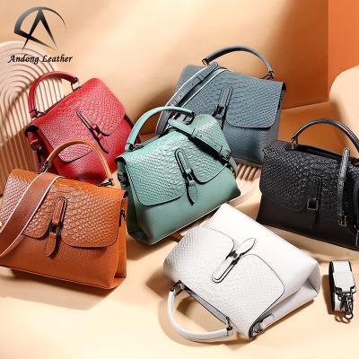 China Simple Fashion Crocodile Pattern Ladies Shoulder Bag Genuine Cow Leather Handbag For Female Women for sale