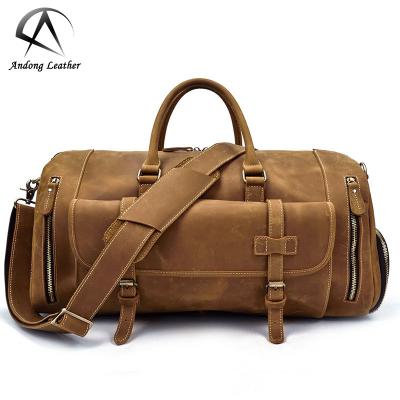 China Andong Duffel Bag GENUINE LEATHER Handbag for Men Outdoor Crazy Horse Cow Shoulder Bags Large Capacity Genuine Leather Travel Handbags for sale