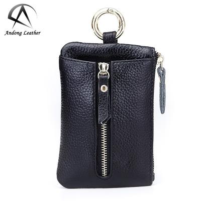 China Fashion Korean Andong Cow Men Women Bag Holder Small Coin Purse Cowhide Card Holder Zipper Genuine Leather Main Purse Pocket for sale