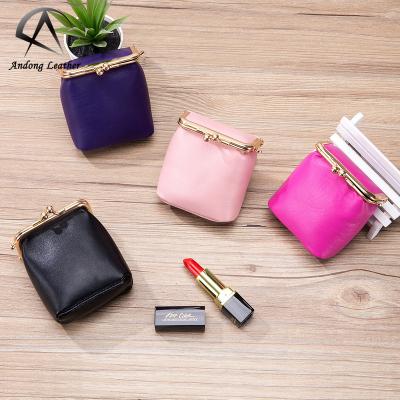 China Japan Style Andong Lipstick Box Bag Small Genuine Leather Sheepskin Ladies Convenient Cosmetic Bags Cut Coin Pouch Purse for sale