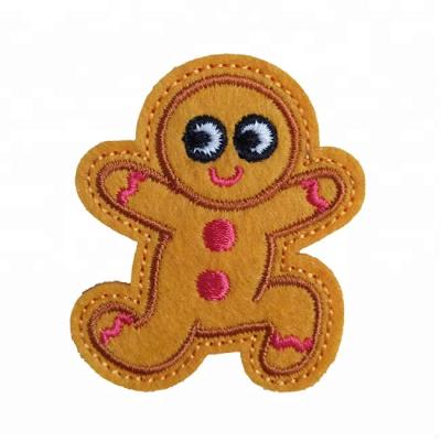 China Sustainable Top Quality Iron On Felt Gingerbread Embroidered Patches Custom Embroidery Patches for sale