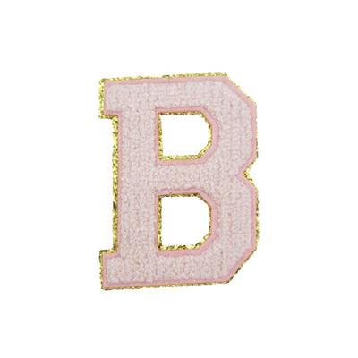 China Viable High Quality Decorative Accessory For Makeup Bag Iron-on Glitter Chenille Letter Alphabets A-Z 3D Embroidery Adhesive Patch for sale