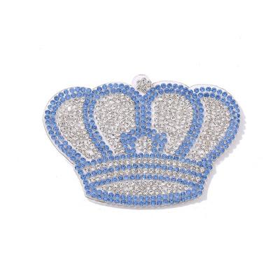 China new product 3D custom design DIY garment accessories iron on hot seal clear rhinestone crown patches for clothes for sale