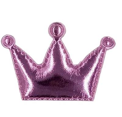 China Custom 3D PU Leather Crown Shape Padded Applique For Clothing for sale