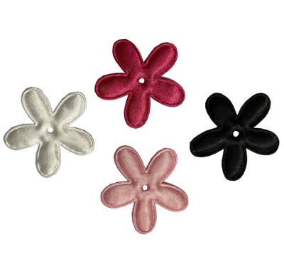 China Clothing / Hair Accessory Custom 3D Padded Applique Flowers With Hole In The Middle For Hair Decoration for sale