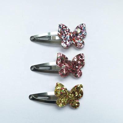 China Hair Accessory Wholesale Fashion Butterfly Shape Handmade Glitter Hair Clip For Kids for sale