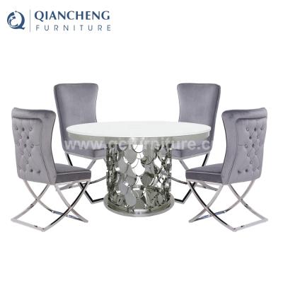 China Stable Luxury Marble Room Furniture Round Dining Table Set for sale