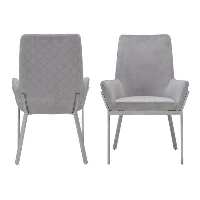 China Factory Direct Convertible Gray Velvet Dining Chairs Modern Design Stainless Steel Legs Gold Fabric Dining Chairs for sale