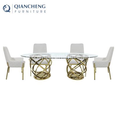 China Modern Glass Top Wedding Table For Event Stainless Steel Furniture for sale