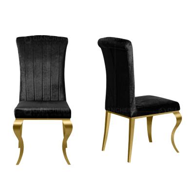 China Luxury Design Restaurant Velvet Designer Convertible Stainless Steel Leg Dining Chair For Dining Table for sale