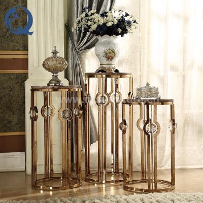 China Living Room Set Modern Tall Gold Metal Rose Flower Stand for sale