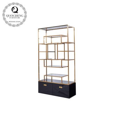 China Stable Wooden Cabinet Metal Glass Wine Gold Cabinet for sale