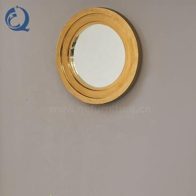 China Custom round design gloden decorative stainless steel wall mirror for sale