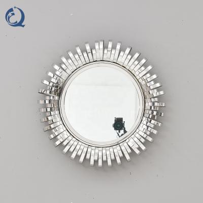 China Decorative Sun Shaped Silver Decorative Stainless Steel Wall Mirror In Foshan for sale