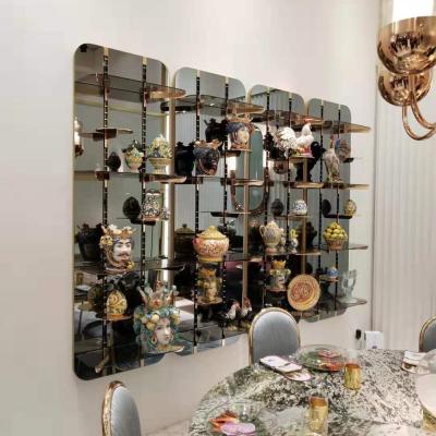 China Modern Home Decor Luxury Design Stainless Steel Wall Mirror for sale