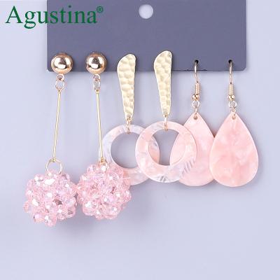 China BOHEMIA Agustina 2020 Hot Sale New Fashion Alloy Classic Earrings Jewelry Set White Pink Black for sale