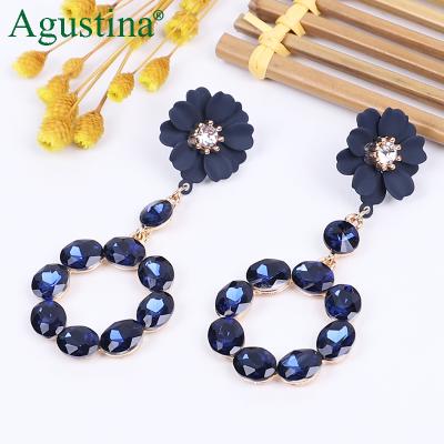 China BOHEMIA Agustina Statement Luxury Jewelry Diamond Alloy Flower Big Stud Earrings Women for sale