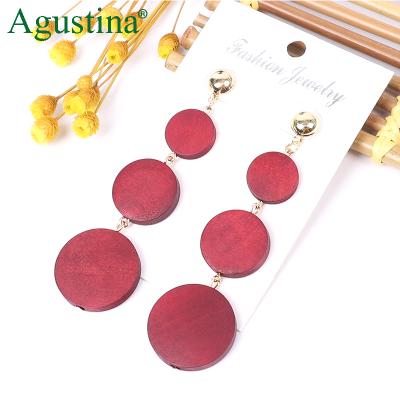 China Statement New Boho Women Jewelry Bohemia Agustina 2020 Long Wooden String Earring Fashion Earring Stud Earrings for sale