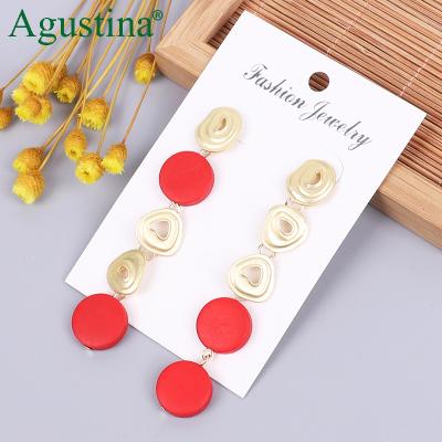 China 2021 New Bohemia Agustina Agustina 2021 Fashion Boho Gold Hoops Earring Wooden Party Long Women Statement Jewelry for sale