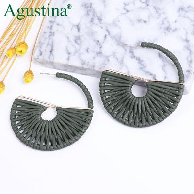 China BOHEMIA Agustina 2020 New Large Jewelry Ladies Drop Earrings Big Circle Party Fashion Stainless Steel Leather Handmade Earrings for sale