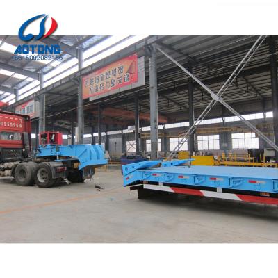 China Low Bed Front Truck Trailer 3 Axle Load Gooseneck Low Bed Hydraulic Detachable Trailer For Heavy Machinery for sale