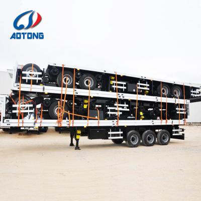 China Truck Trailer Fuwa 3 Axles Container Hauling 40 Feet Semi Truck Trailer Flatbed Trailer for sale