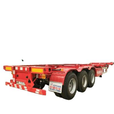 China Truck Trailer Madagascar Flat Bed 3 Axles Container Shipping 40ft Tandem Chassis Skeleton Semi Trailer Price for sale