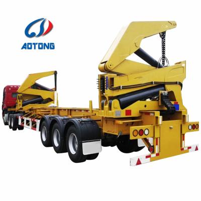 China Semi Truck Trailer 37tons 40ft Container Self Side Loader Side Lift Container Trailer With Hydraulic Crane for sale