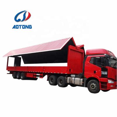 China 3 Axle Box Truck Wing Van Opening Semi Trailer / Two Side Open Wing Semi Trailer for sale