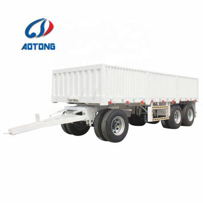 China Truck Trailer 2 Axle Cargo Fence Full Trailer Drawbar Trailer With Side Panel / Full Trailers for sale