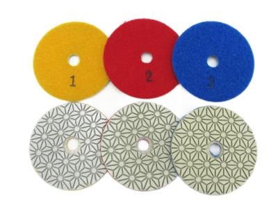 China Stone Polishing 4 Inch 3 Steps Stone Polishing Machine Pads Tools for sale