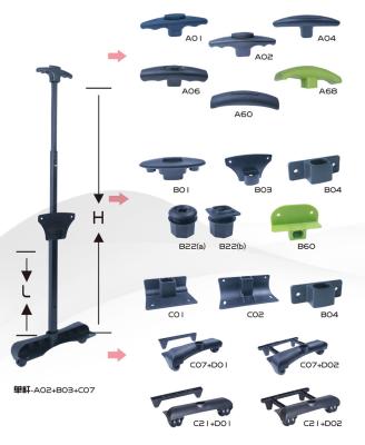 China Best Design Profession Luggage Bag Durable Simple Telescopic Trolley Handle Detachable Handle for sale