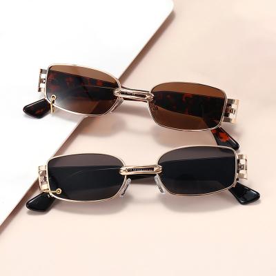 China Rectangle Fashion Sunglasses Eyewear 29332 Metal Frame Sun Glass Superhot UV400 Retro Small Shading Sunglasses for sale