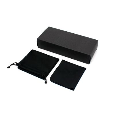 China Custom Logo Clothing Cleaning Packaging Black Eyewear Box Cotton Pouches For Sunglasses for sale