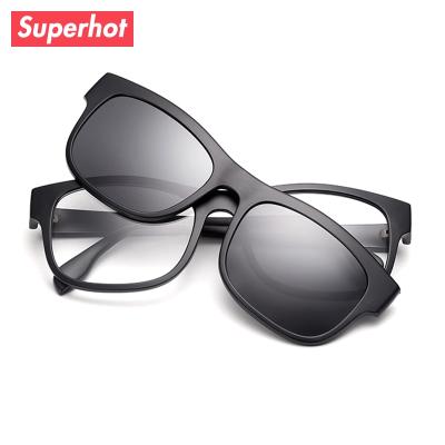 China Superhot Sport Fashion Sunglasses TR90 Glasses Frames With Magnet Clip On Polarized Sunglasses Black Lenses 2203-2 for sale