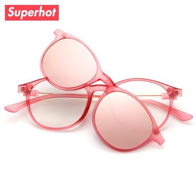 China Fashion TR90 Sunglasses Women Superhot Magnetic Polarized Rx Detachable Motor Eyeglass Frames 2245-2 for sale