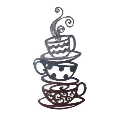 China Europe Factory Directly Iron Wall Hanging Decorative Accents Coffee Tea Cups for sale