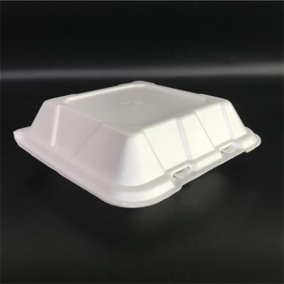 China Food Grade Recyclable Clamshell Hamburger Box Polystyrene PS Foam Disposable Food Container for sale