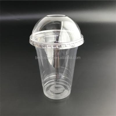 China 12oz Biodegradable Custom Disposable Cold Drink Plastic Pet Cups With Dome Lid for sale