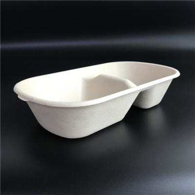 China PLA Recyclable Disposable Biodegradable Sugarcane Bagasse Food Tray for sale