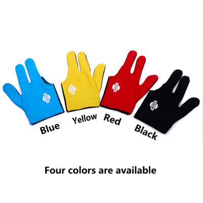 China 3 Finger Left Hand Billiard Glove Regular Pool Glove Red Blue Yellow Black Color Available for sale