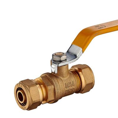 China General Compression Brass Ball Valve With Lever Handle Yellow /Blue /Red 16mm 18mm for sale