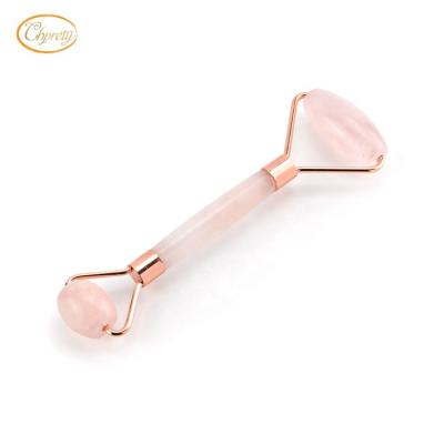 China High Quality Anti-puffiness Double Head Beauty Roller Luminous Polished Facial Crystal Rose Quartz Jade Pink Green Roller for sale