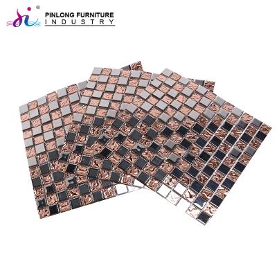 China Parquet New Design Original Rose Pattern Glass Mosaic Pink Glazed Crystal Slabs High Quality Mosaic for sale