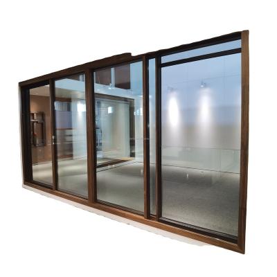 China Factory Wholesale Heat Insulation Frame Less Wood Thermal Break Aluminum Composite Sliding Door for sale