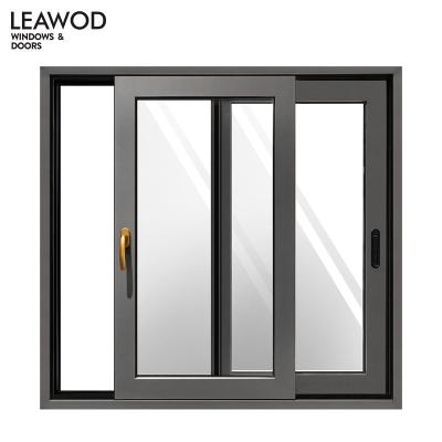 China Sliding Safety Double Glass Triple Tracks Aluminum Alloy Sliding Window for sale